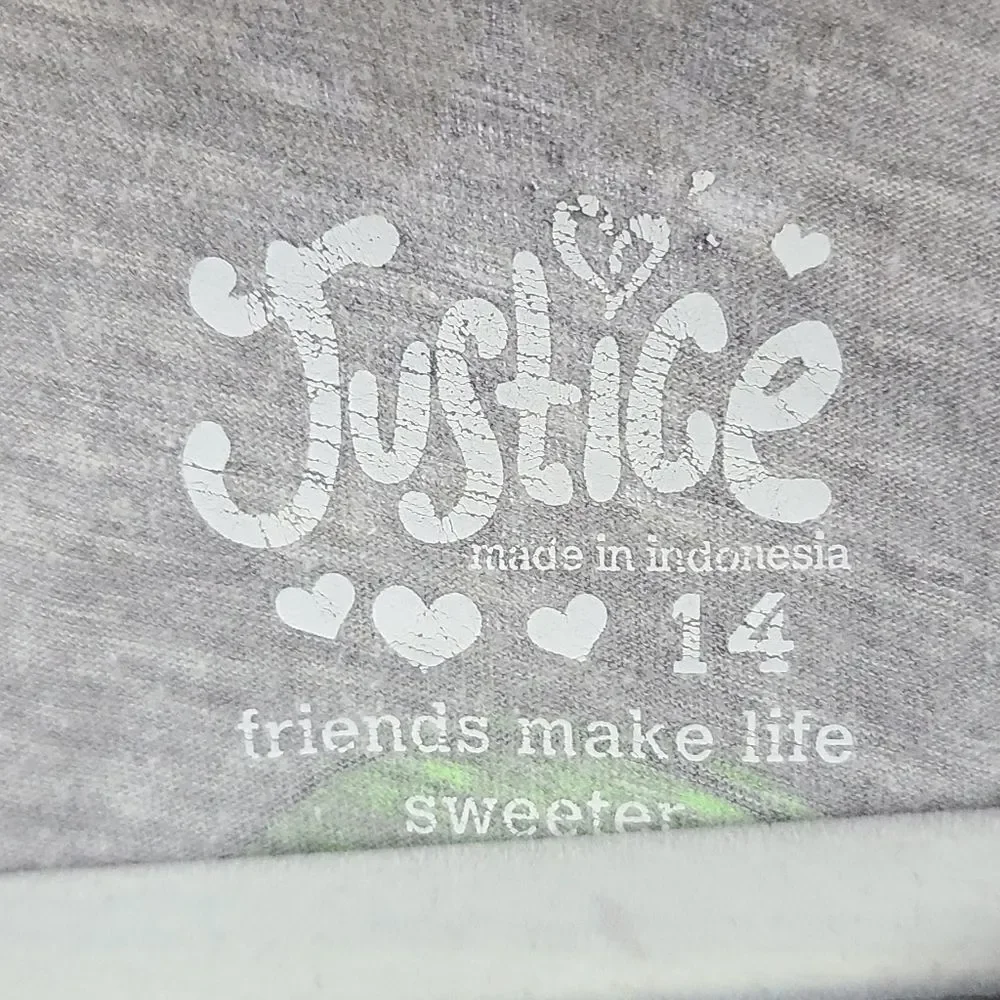Justice Christmas Tree Girls 14 Emoji Text Bubble Holiday T-Shirt Gray Tee Shirt
